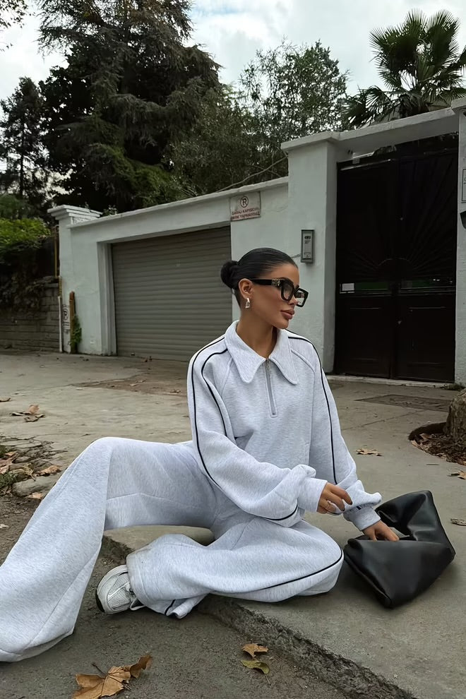 Tracksuit With Zip Up And Slant Pockets