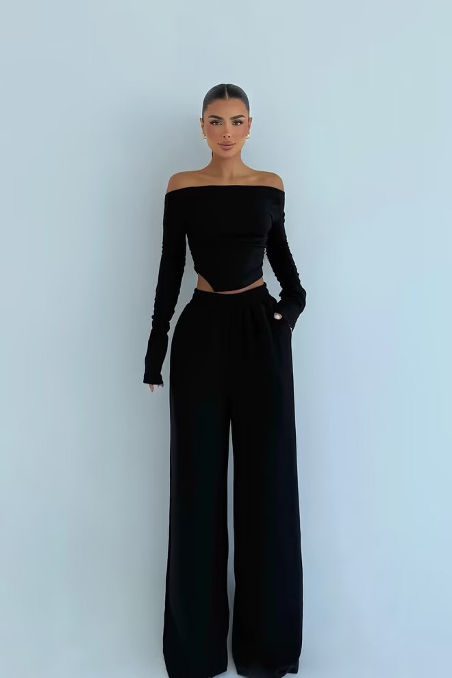 Elegant Casual Set With Palazzo Pants