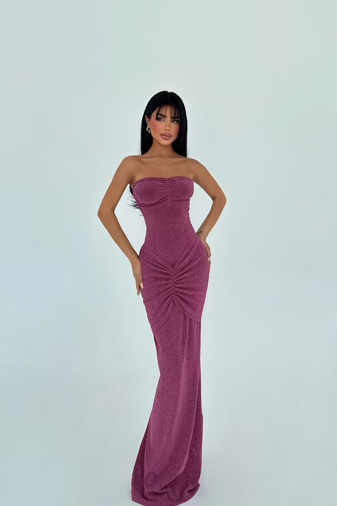 Fuchsia Strapless Sleeveless Bodycon Dress