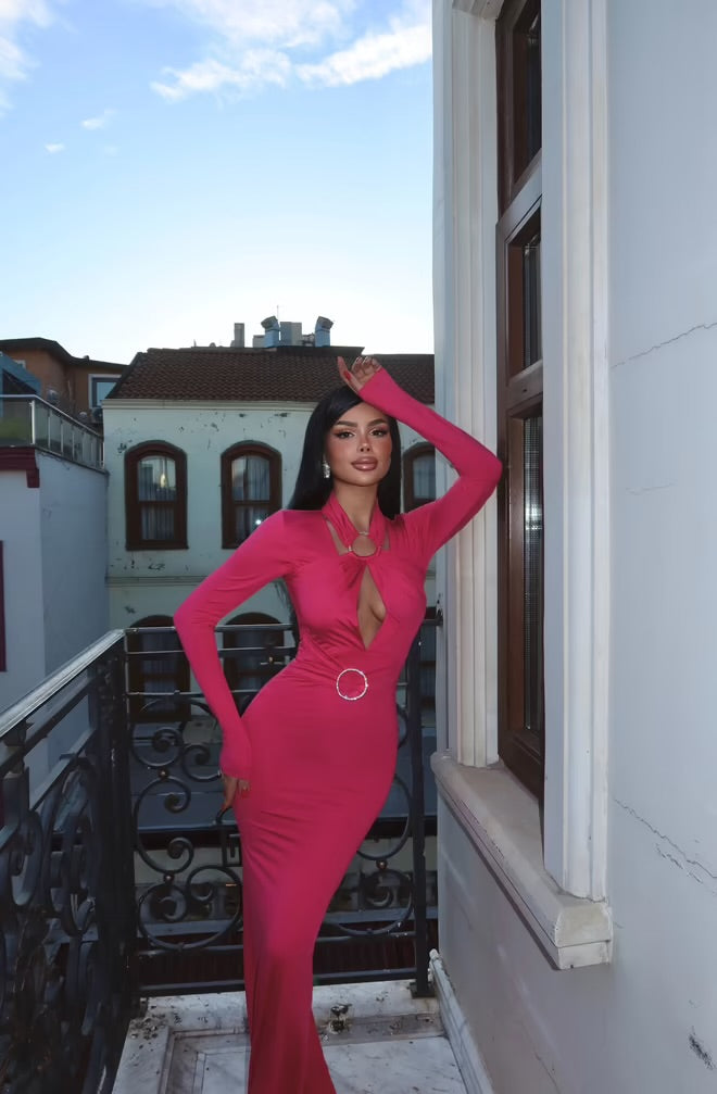 Window Detail Long Dress