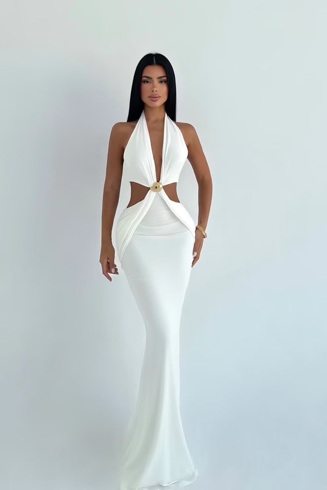 Elegant Bodycon Dress With Halter Neck