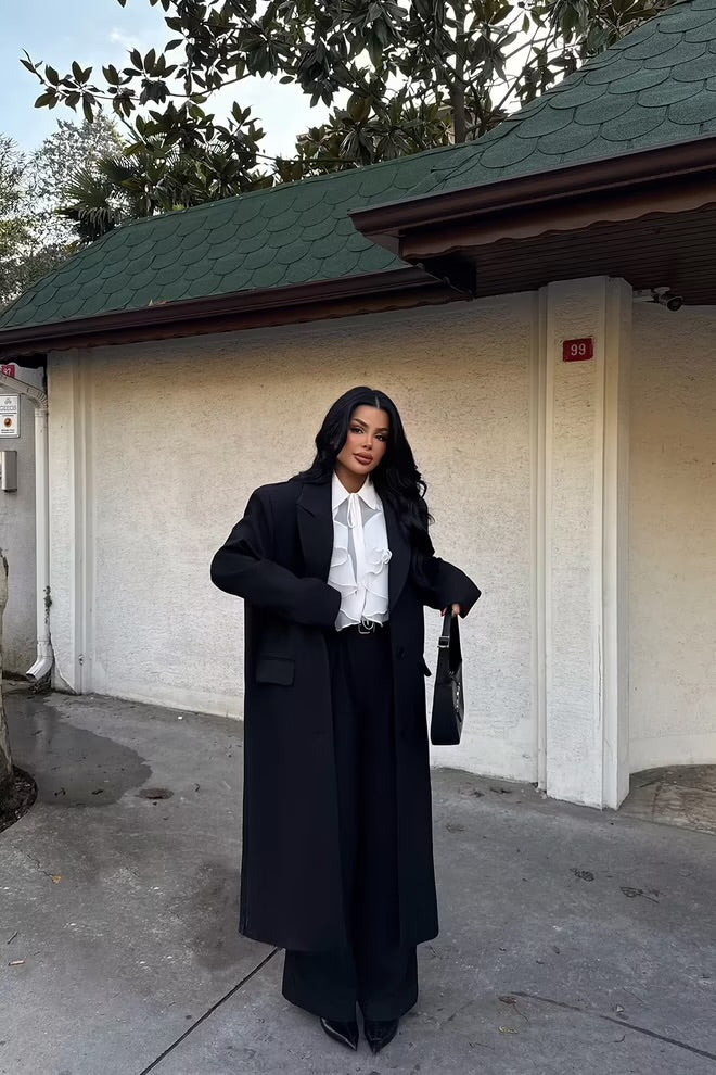 Front Buttoned Pocket Detail Coat