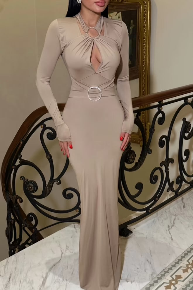 Window Detail Long Dress