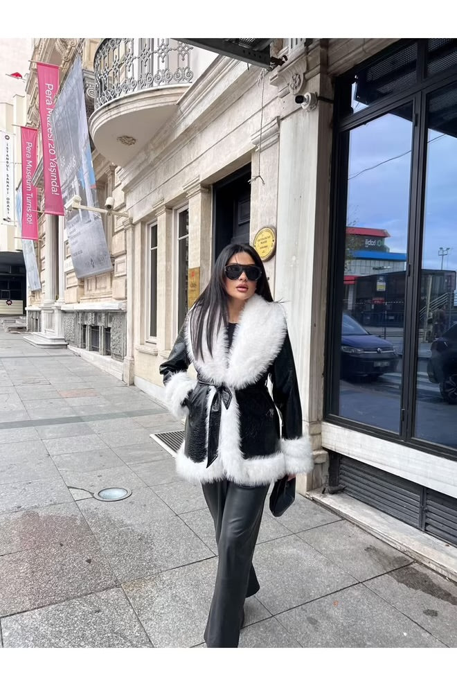 Elegant Wrapover Coat With Notched Collar