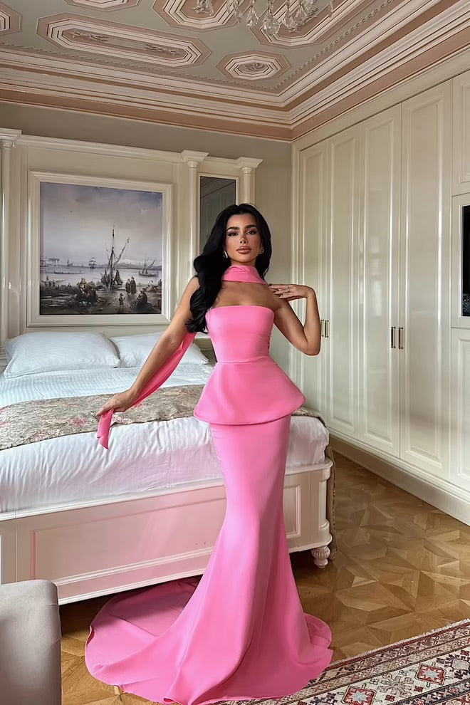 Elegant Sheath Dress Strapless Floor Length