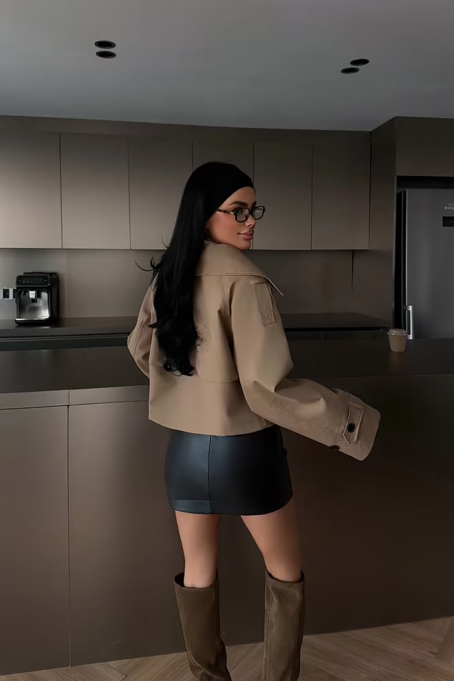 Double-Breasted Oversized Crop Coat