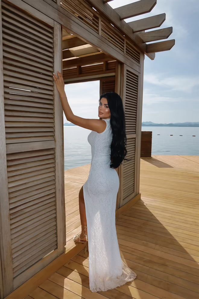 Brooch Detail Long Dress