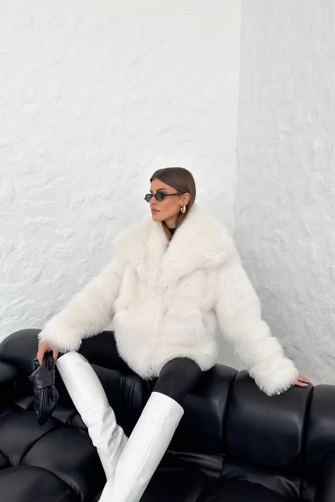 Oversize Snap-Front Imported Fur Coat