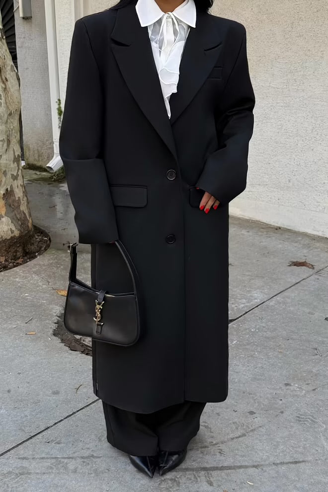 Front Buttoned Pocket Detail Coat