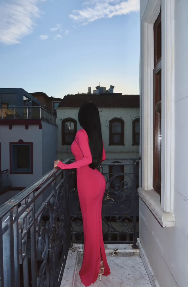 Window Detail Long Dress