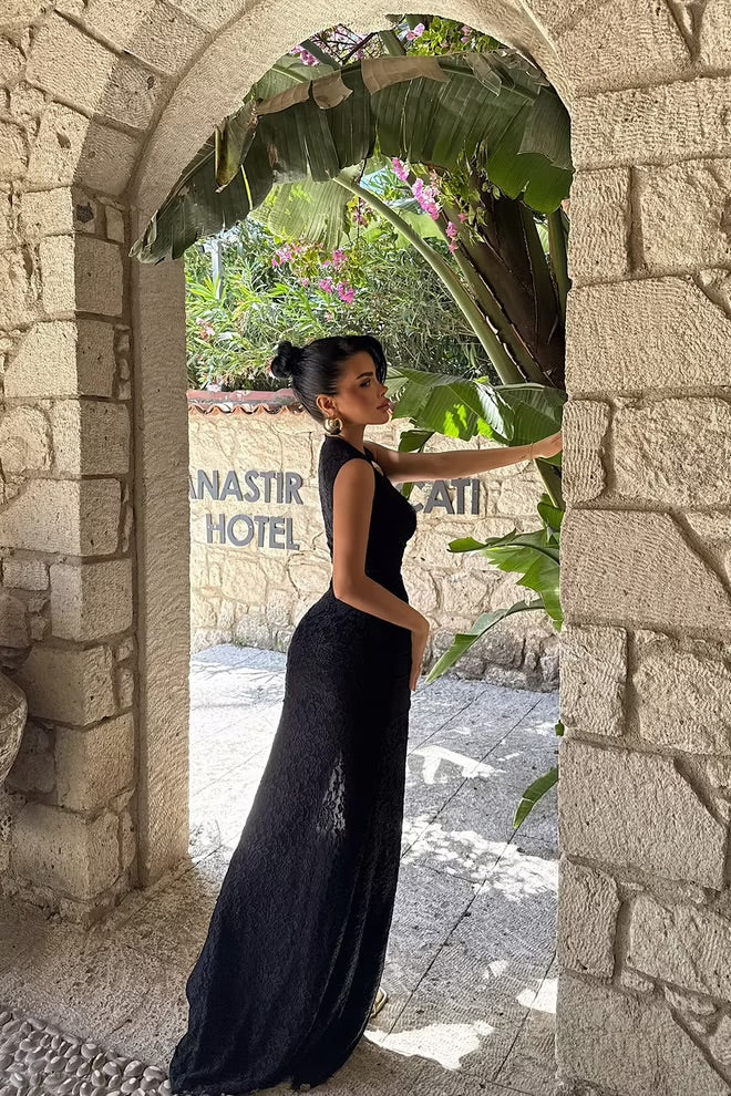 Brooch Detail Long Dress