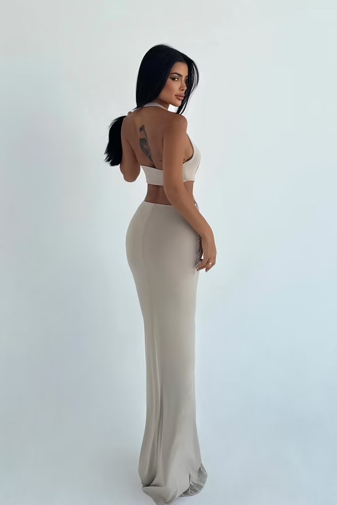 Elegant Bodycon Dress With Halter Neck