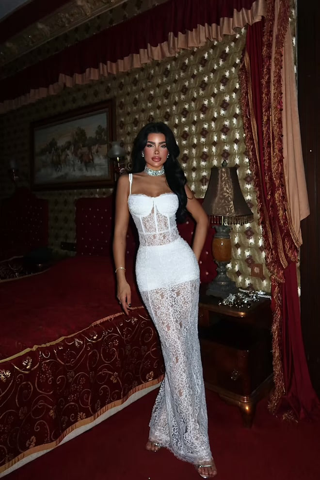 White Elegant Glam Formal Bodycon Dress