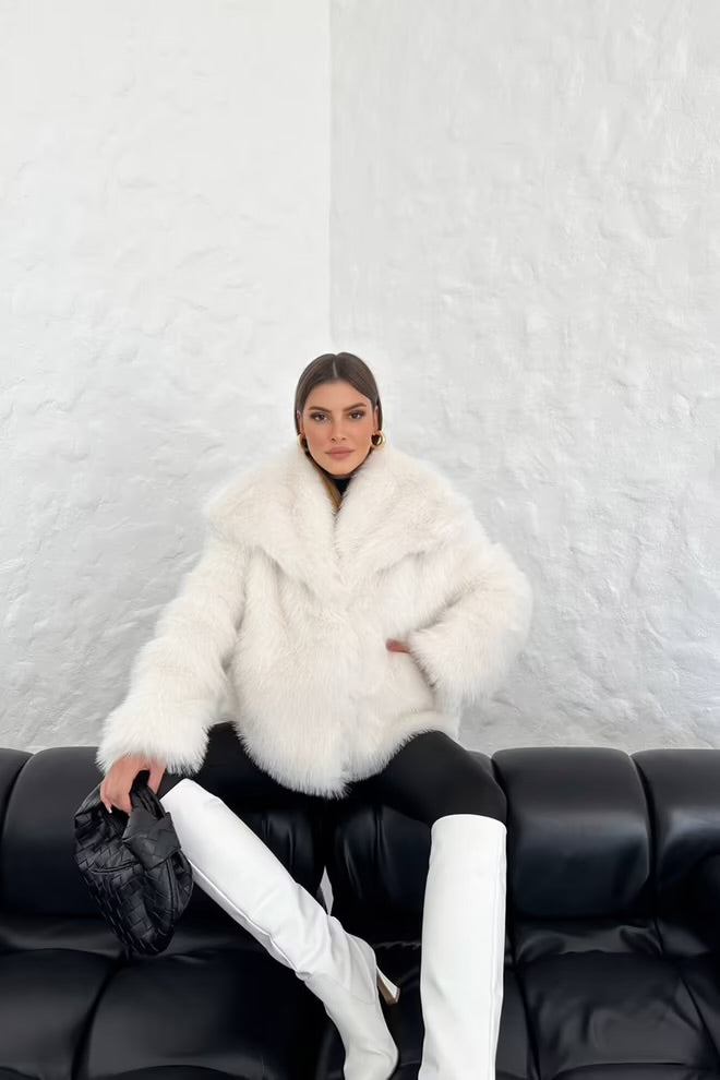 Oversize Snap-Front Imported Fur Coat
