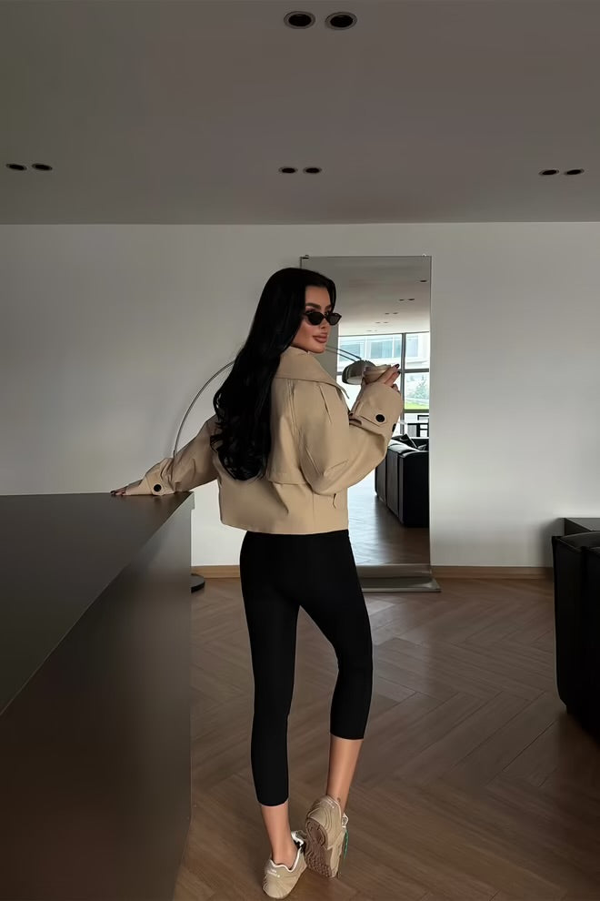 Double-Breasted Oversized Crop Coat