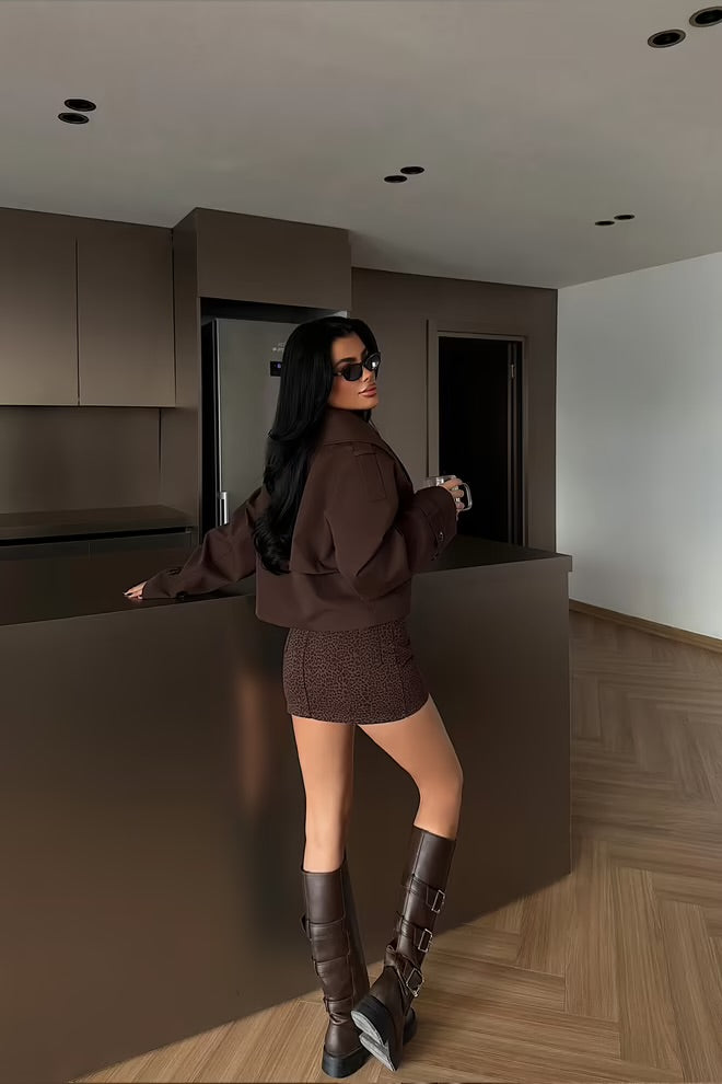 Double-Breasted Oversized Crop Coat