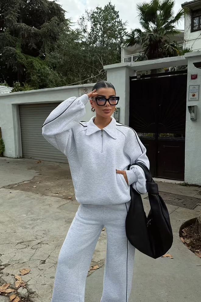 Tracksuit With Zip Up And Slant Pockets