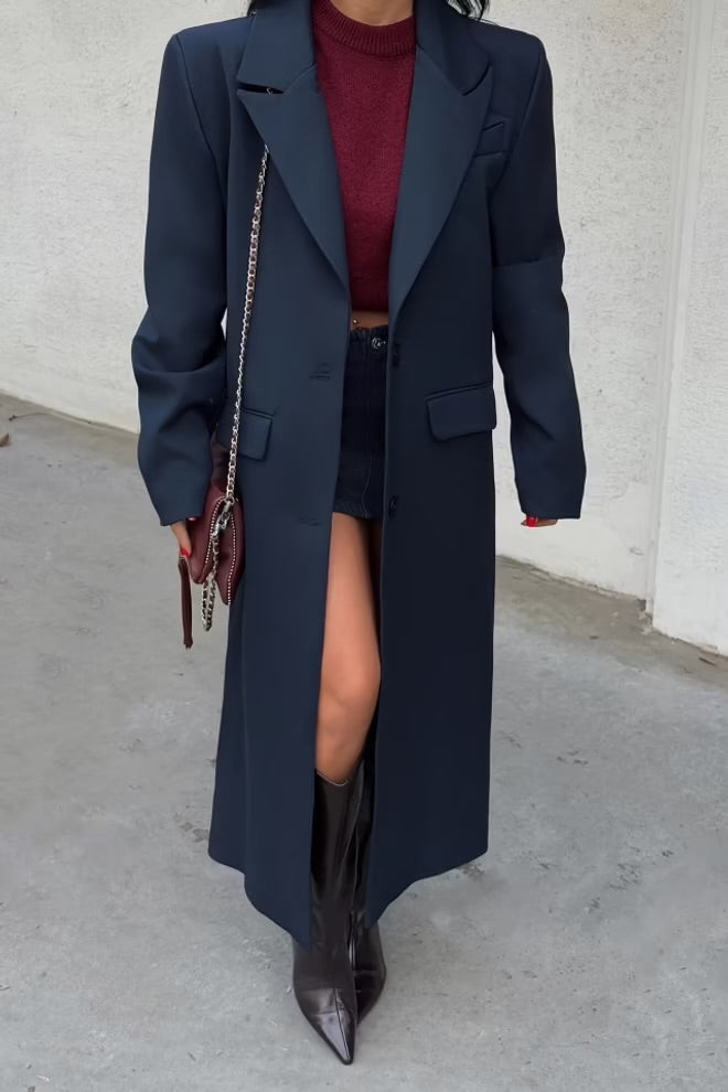 Front Buttoned Pocket Detail Coat