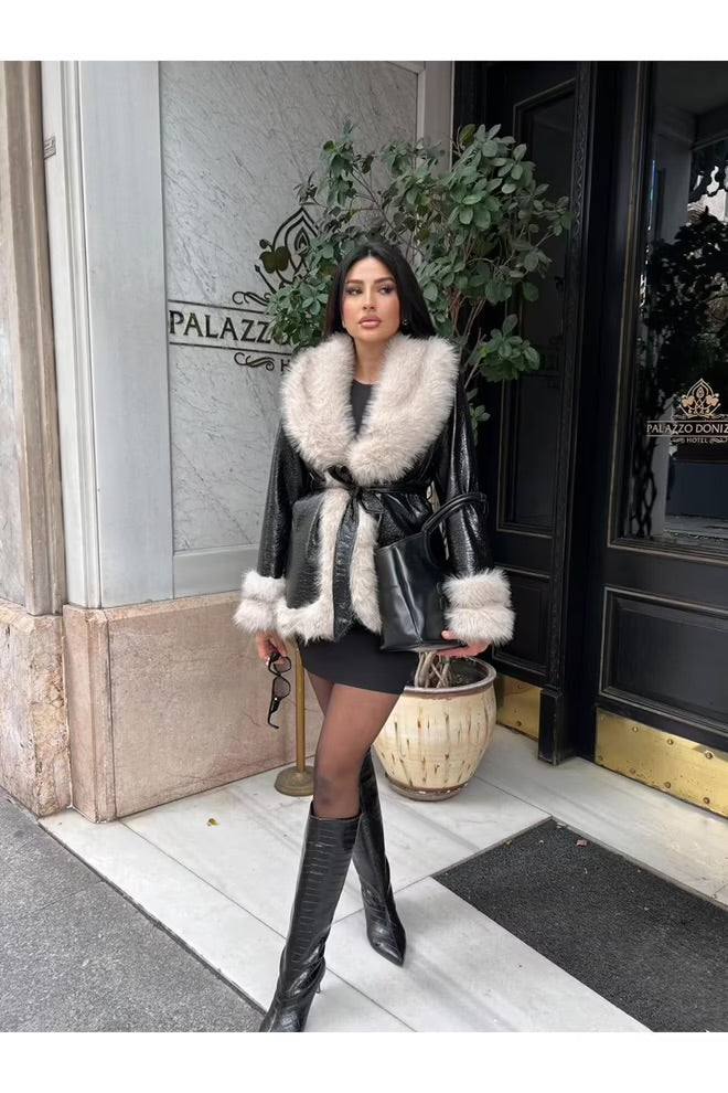 Elegant Wrapover Coat With Notched Collar