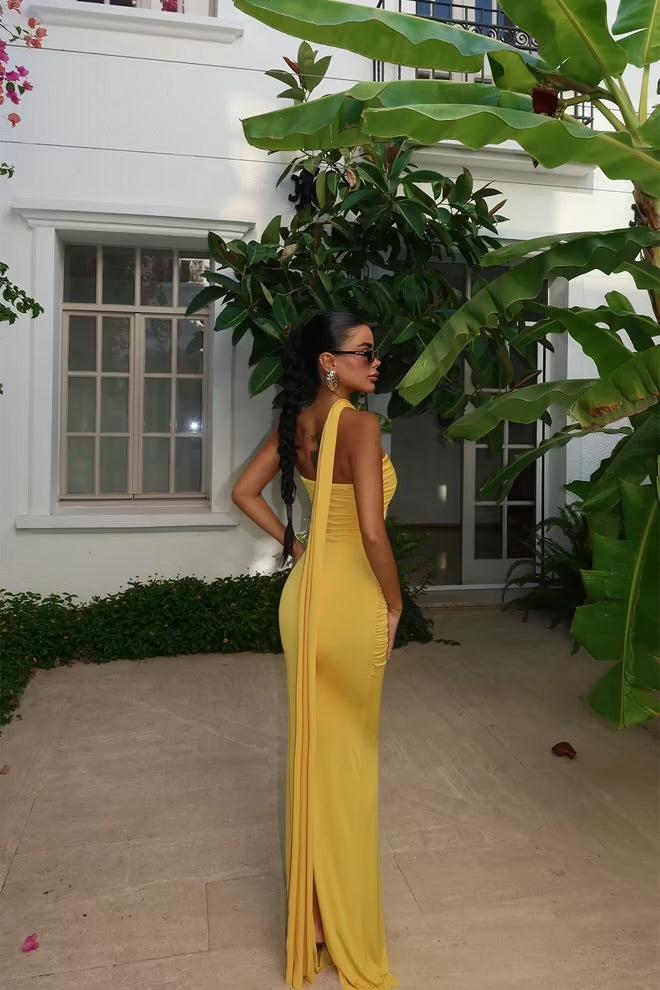 Bodycon Dress With One Shoulder Neck