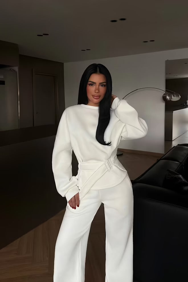 White Oversized Fit Tracksuit With Palazzo Legs