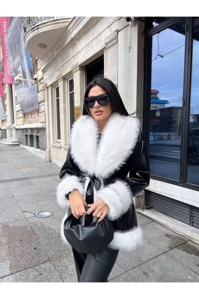 Elegant Wrapover Coat With Notched Collar