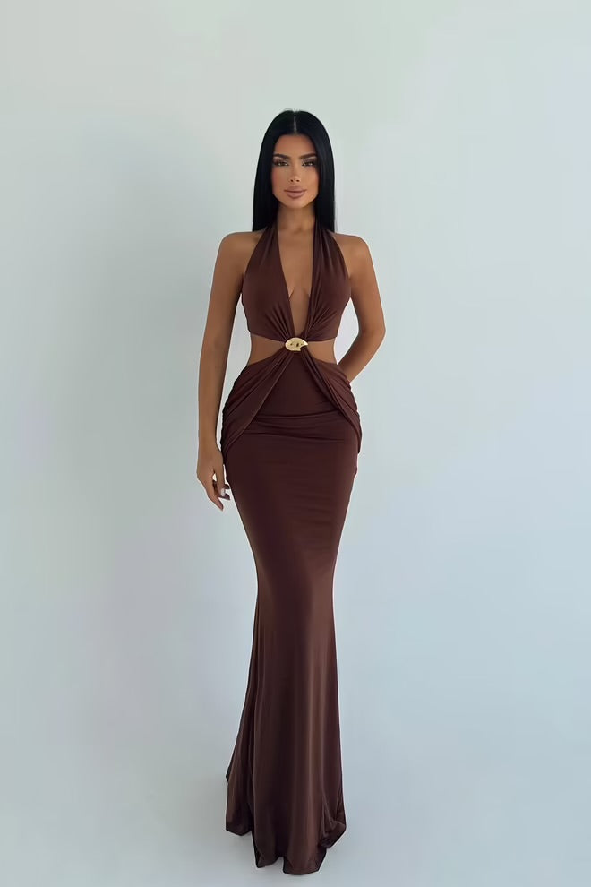 Elegant Bodycon Dress With Halter Neck
