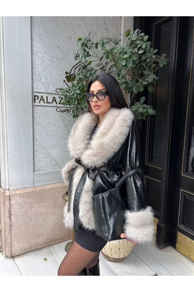 Elegant Wrapover Coat With Notched Collar