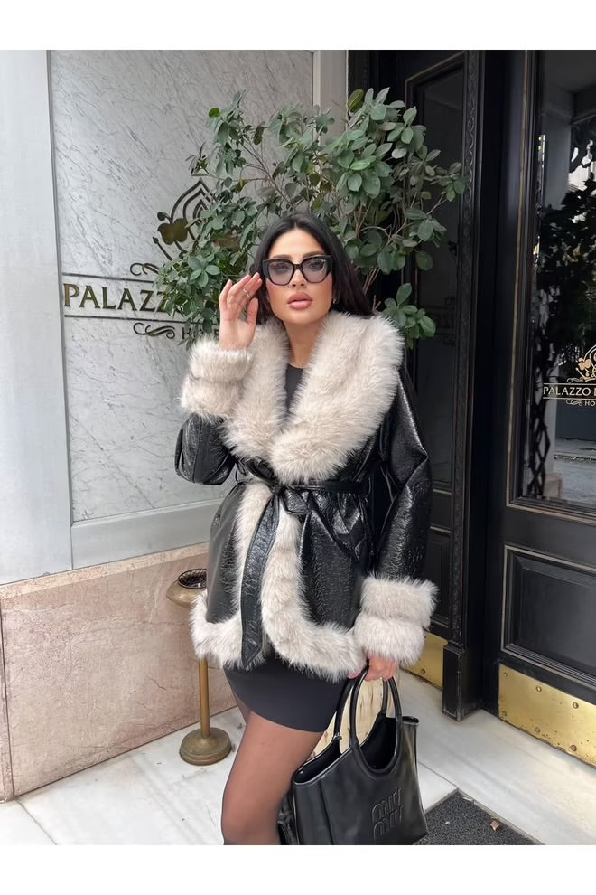 Elegant Wrapover Coat With Notched Collar