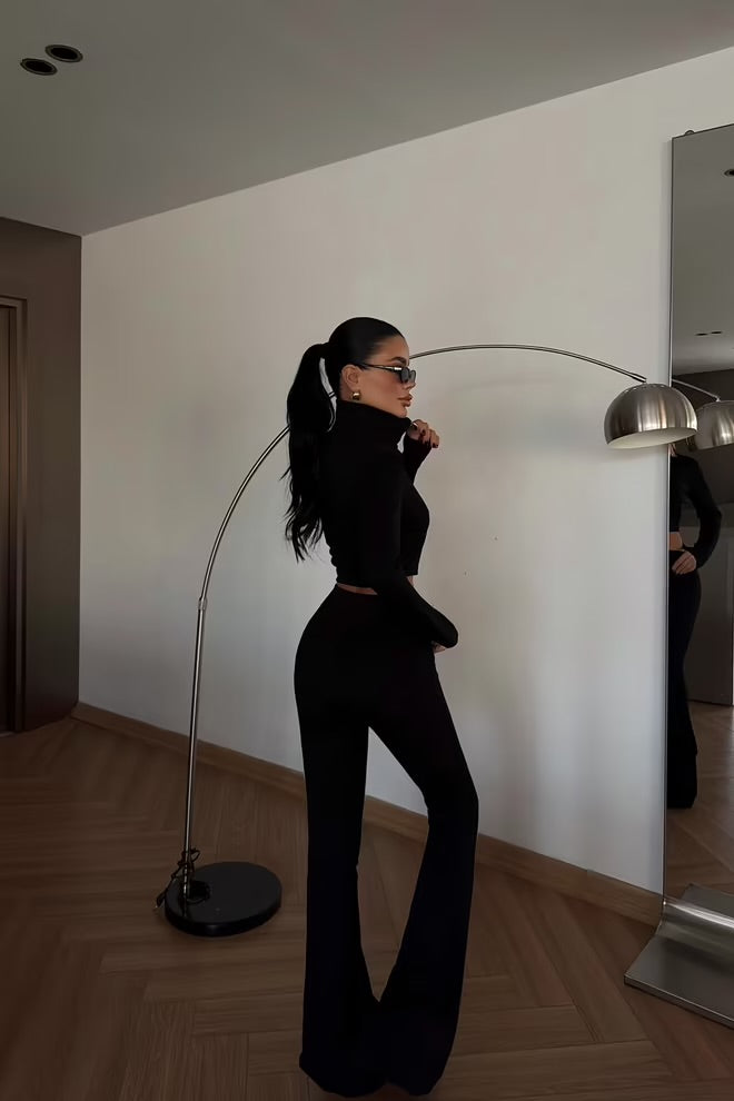 Slim Fit Zip Up Tracksuit With Flare Leg