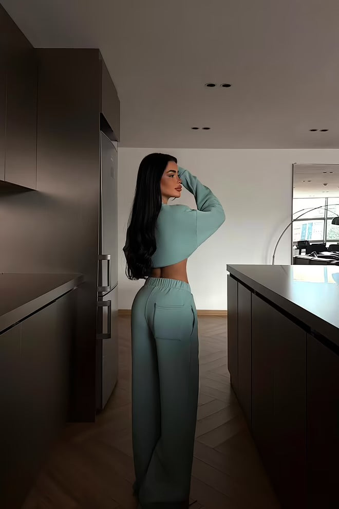 Tracksuit With Wide Leg Palazzo Pants