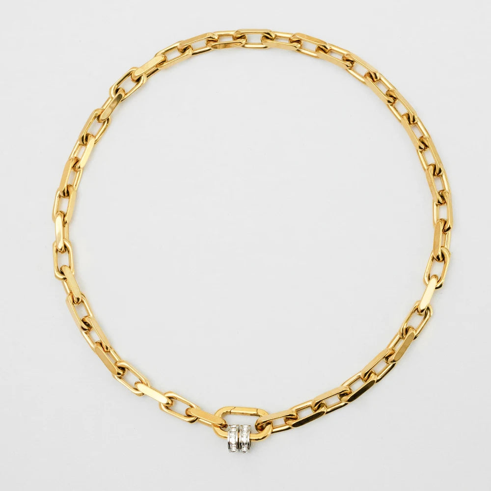 YF Design Waterproof Stainless Steel Jewelry Set 18k Gold Plated Thick Chain Spring Clasp Chunky Bracelet Necklace