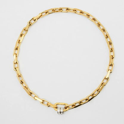 YF Design Waterproof Stainless Steel Jewelry Set 18k Gold Plated Thick Chain Spring Clasp Chunky Bracelet Necklace