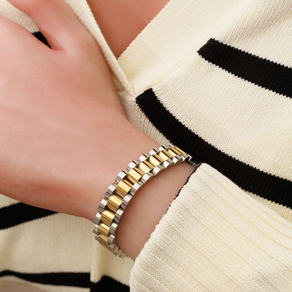 Stylish Gold-Plated Waterproof Watch Bracelet