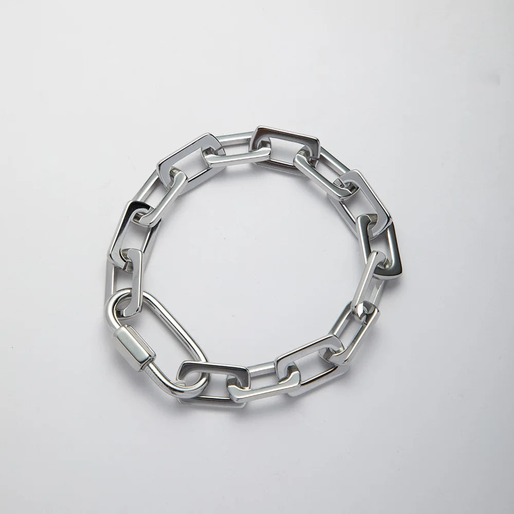 Unique Design 18k Gold Plated Stainless Steel Two Tone Splicing Chain Oval Full Zircon Charms Bracelet for Women