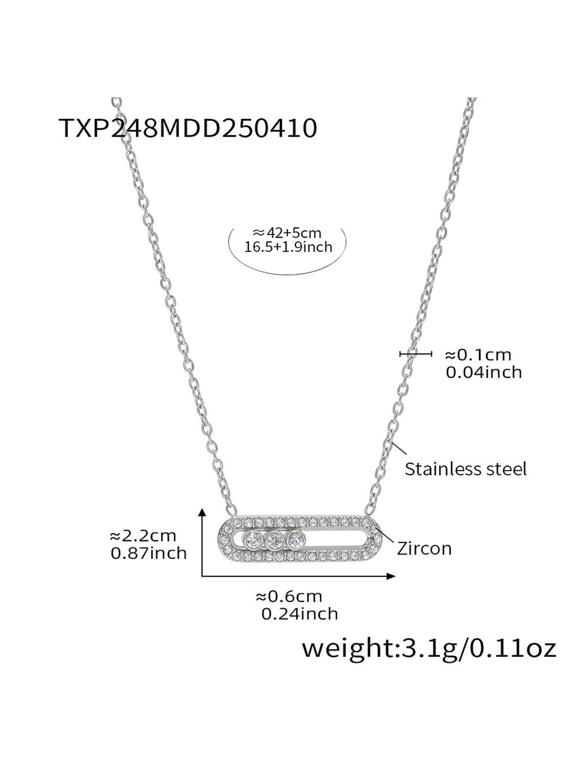 Latest High Quality Stainless Steel Gold Plated Jewelry Sets Women Sliding Zircon Set with Pendant Necklace and Ring