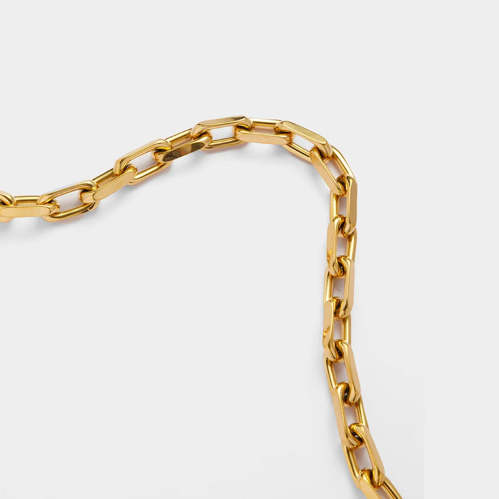 YF Design Waterproof Stainless Steel Jewelry Set 18k Gold Plated Thick Chain Spring Clasp Chunky Bracelet Necklace