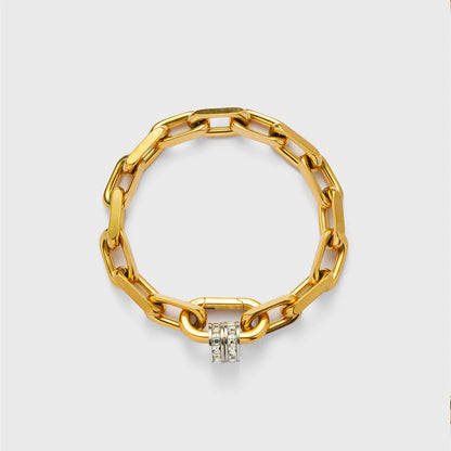 YF Design Waterproof Stainless Steel Jewelry Set 18k Gold Plated Thick Chain Spring Clasp Chunky Bracelet Necklace