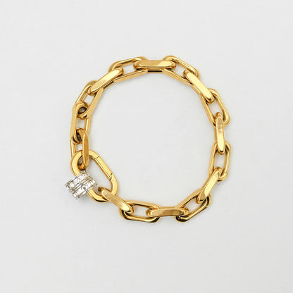 YF Design Waterproof Stainless Steel Jewelry Set 18k Gold Plated Thick Chain Spring Clasp Chunky Bracelet Necklace