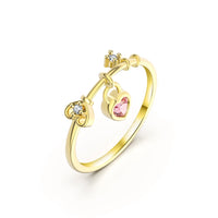 Pink Heart Zirconia Pendant Custom Inches Real 925 Sterling Silver Ring