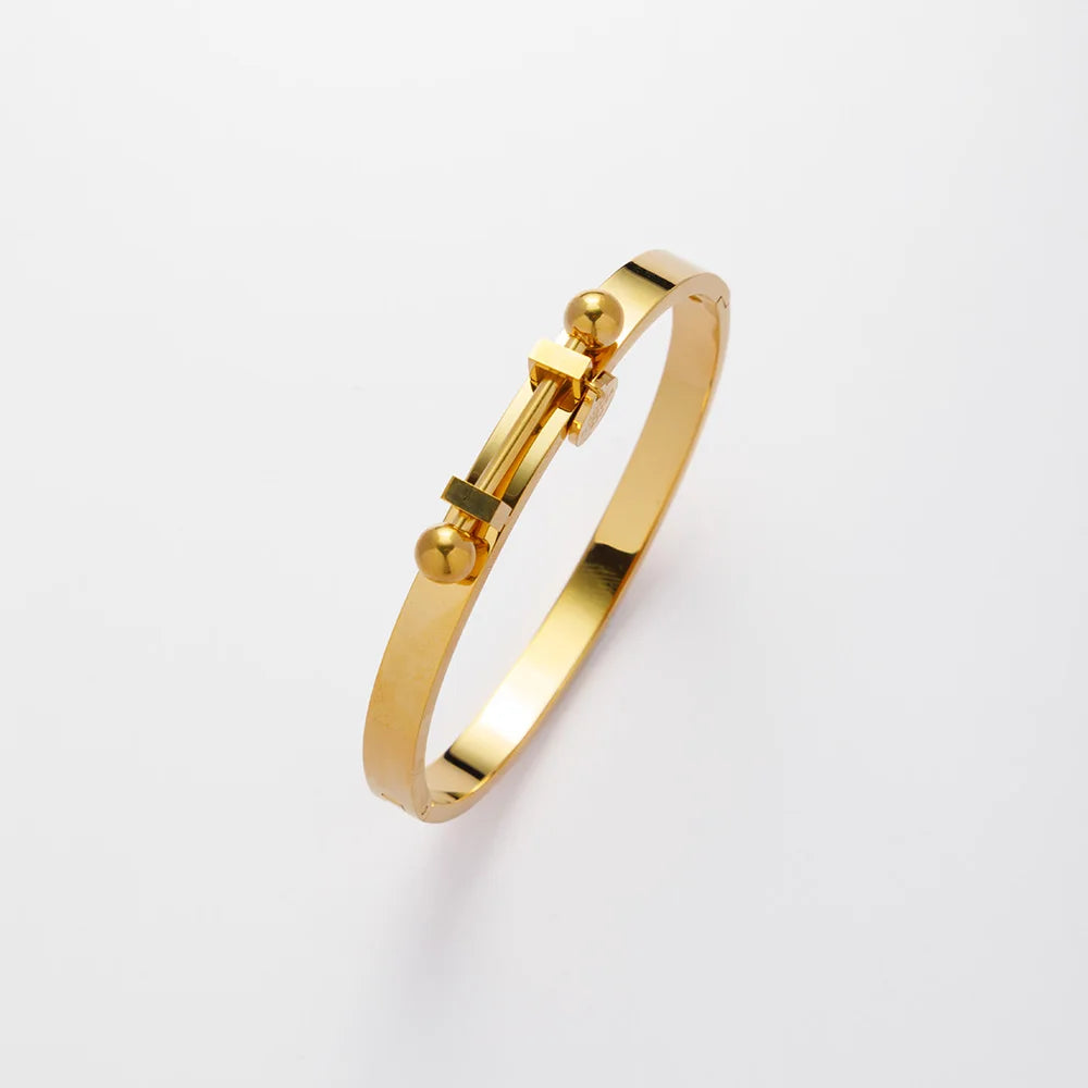 Unique Design 18k Gold Plated Stainless Steel Two Tone Splicing Chain Oval Full Zircon Charms Bracelet for Women