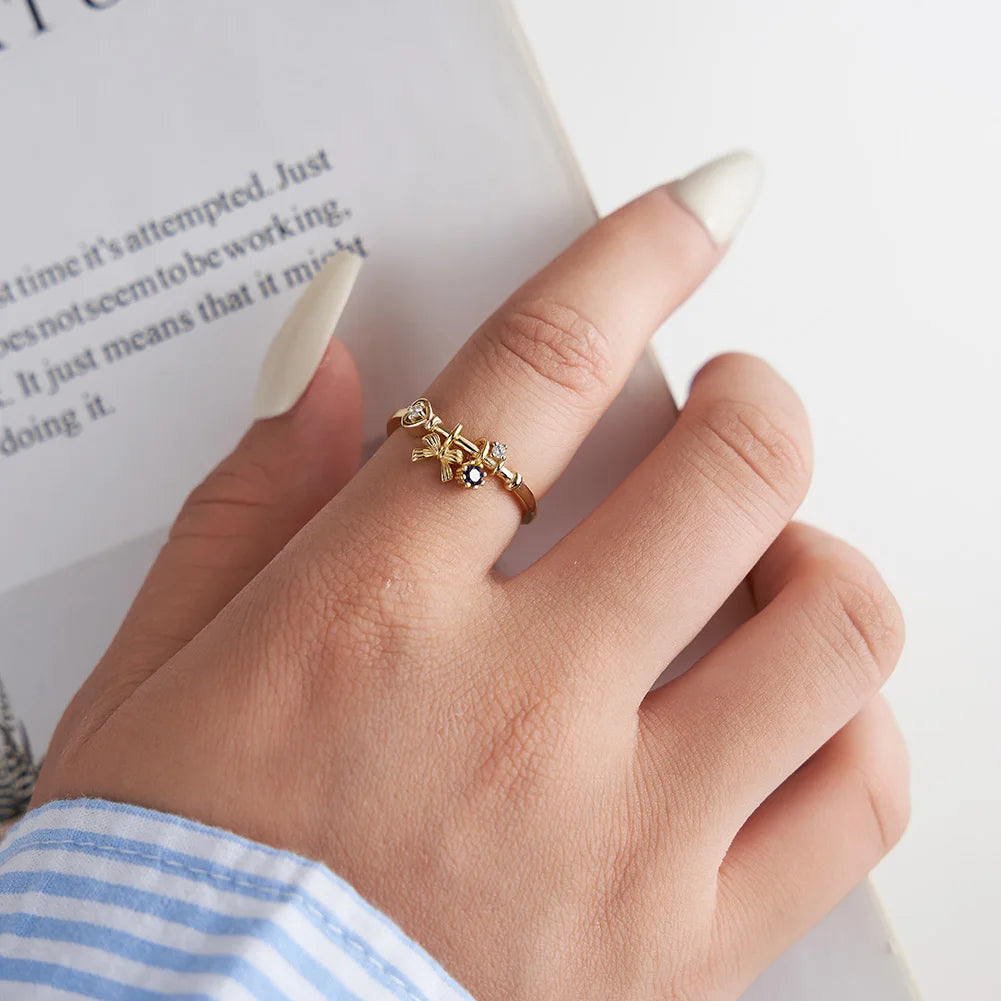 Popular Fine Jewelry Rings 925 Sterling Silver Bow Knot Flower