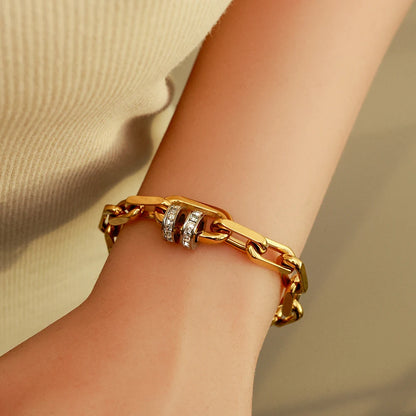 YF Design Waterproof Stainless Steel Jewelry Set 18k Gold Plated Thick Chain Spring Clasp Chunky Bracelet Necklace