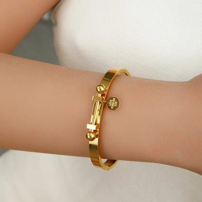 Unique Design 18k Gold Plated Stainless Steel Two Tone Splicing Chain Oval Full Zircon Charms Bracelet for Women