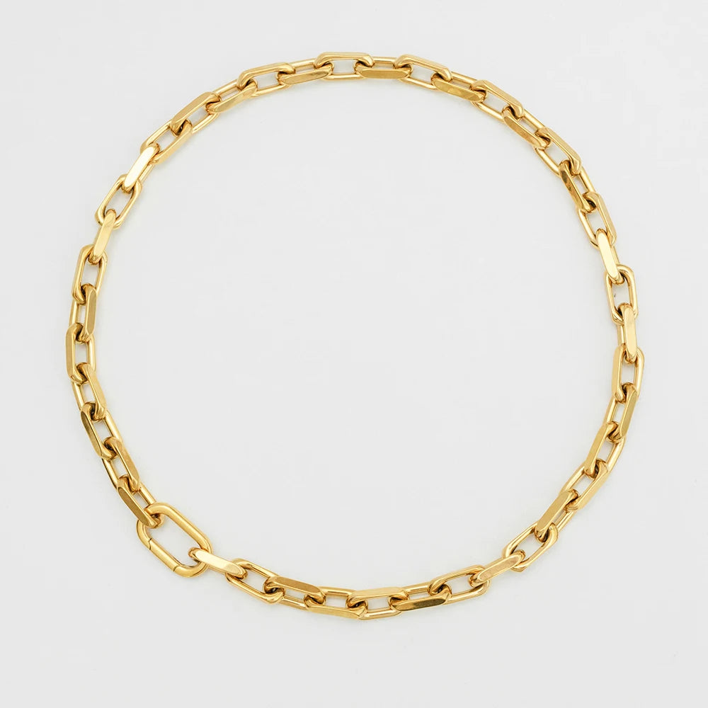 YF Design Waterproof Stainless Steel Jewelry Set 18k Gold Plated Thick Chain Spring Clasp Chunky Bracelet Necklace