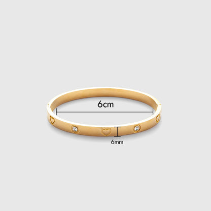 Unique Design 18k Gold Plated Stainless Steel Two Tone Splicing Chain Oval Full Zircon Charms Bracelet for Women